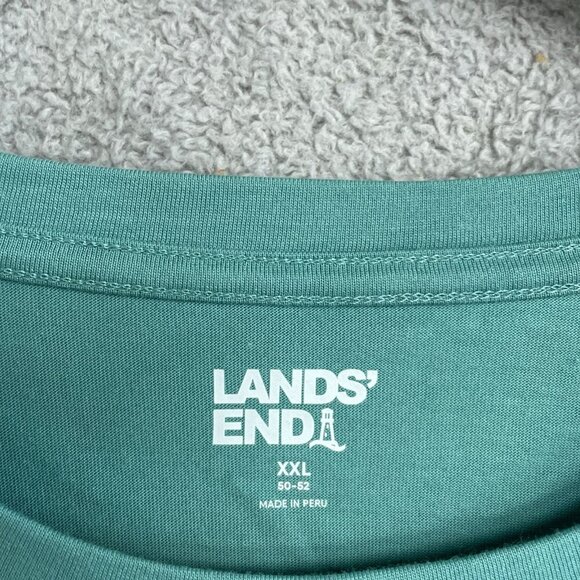 NWOT Lands' End Men's XXL Aqua T-Shirt 100% Cotton Crewneck Short Sleeve - Picture 6 of 8
